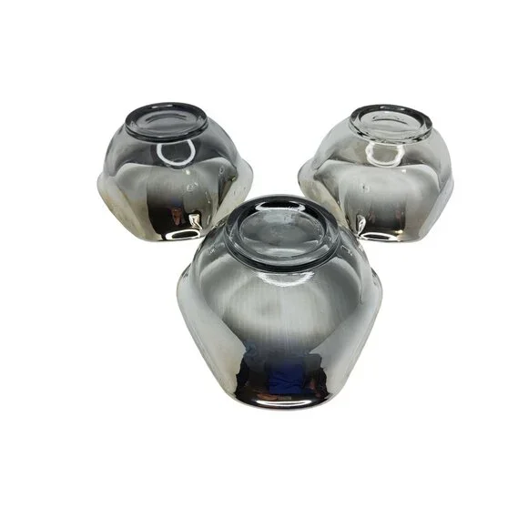 vintage 1960s elegant set of 3 dorothy thorpe style silver fade glass bowls - Picture 7 of 7